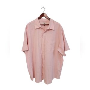 Oak‎ Hill Mens Size 2XLT Pink Cotton Short Sleeve Button Front Pocket Shirt